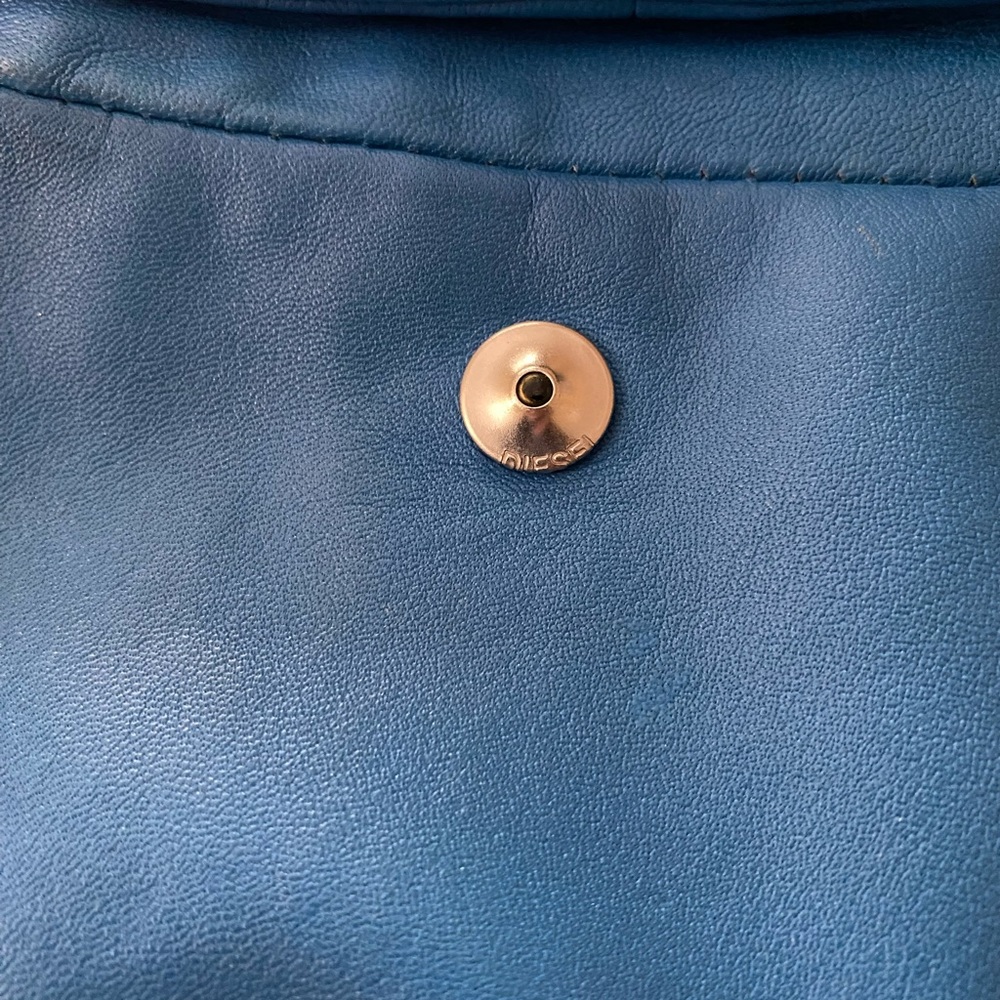 Vintage Diesel Turquoise Blue Lambskin Leather Biker Jacket - Picture 11 of 12